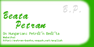 beata petran business card